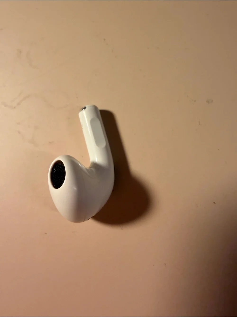 Apple Right Earbud in White with Black Mesh Detail